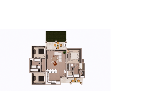 Floor plan for 3 beds, 3 baths, 1250 sqft